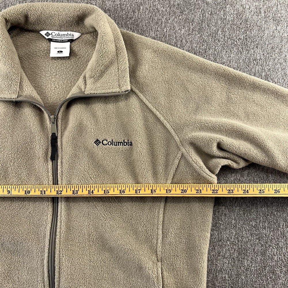 COLUMBIA Full Zip Fleece Cardigan Sweater‎ Tan Women's Size L Outdoors Comfort - Picture 5 of 7
